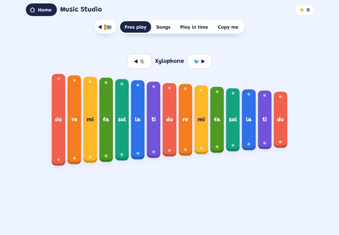 Colourful piano keys in Music Pad